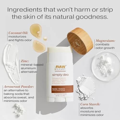 RAW SUGAR Aluminum Free Deodorant Stick Pack of 3 | Sensitive, Clean, Santal + Verbena thumbnail 2