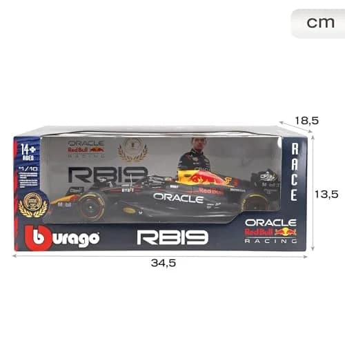 Bburago 1:18 Scale Formula Race Oracle Red Bull Racing RB19 (2023) Diecast Vehicle with Driver Helmet Verstappen #1 | Detailed Collectible thumbnail 2