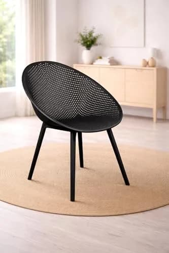 2xhome Black Modern Egg-Shaped Plastic Dining Chair | Weather-Resistant & Lightweight thumbnail 4