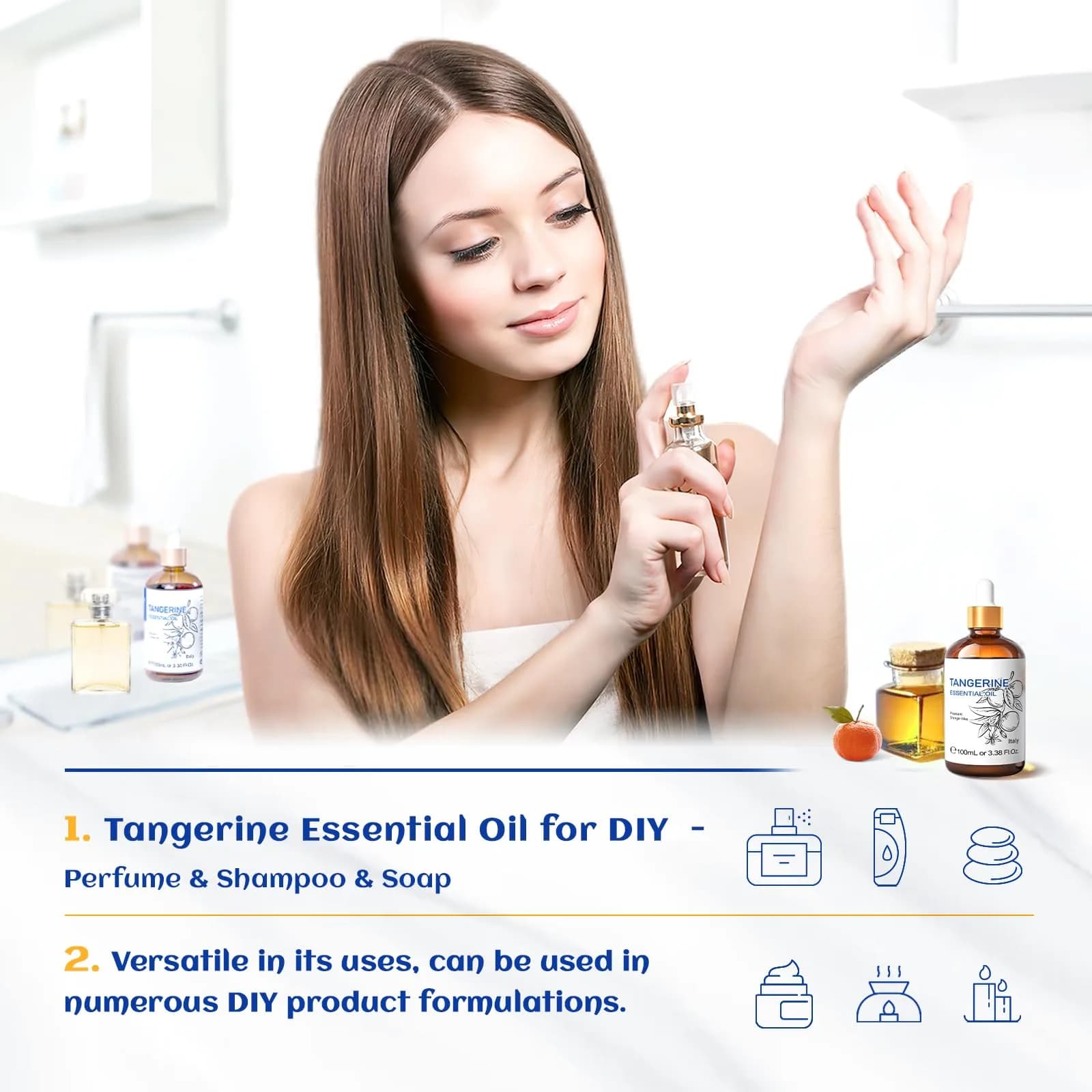 HIQILI Tangerine Essential Oil 100ml (3.38 Fl Oz) | Fresh Citrus Aroma for Skin & Home - view 4