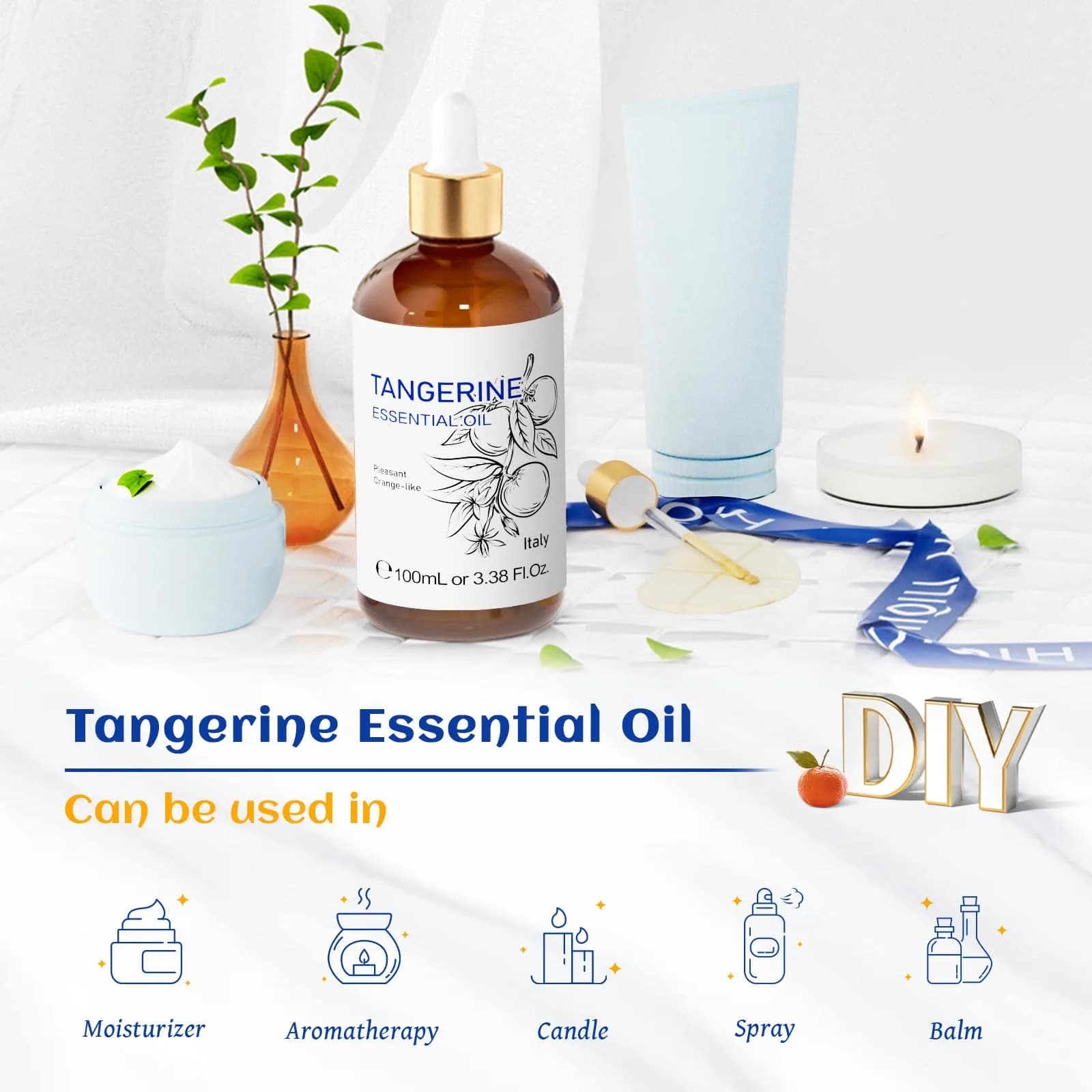 HIQILI Tangerine Essential Oil 100ml (3.38 Fl Oz) | Fresh Citrus Aroma for Skin & Home - view 5