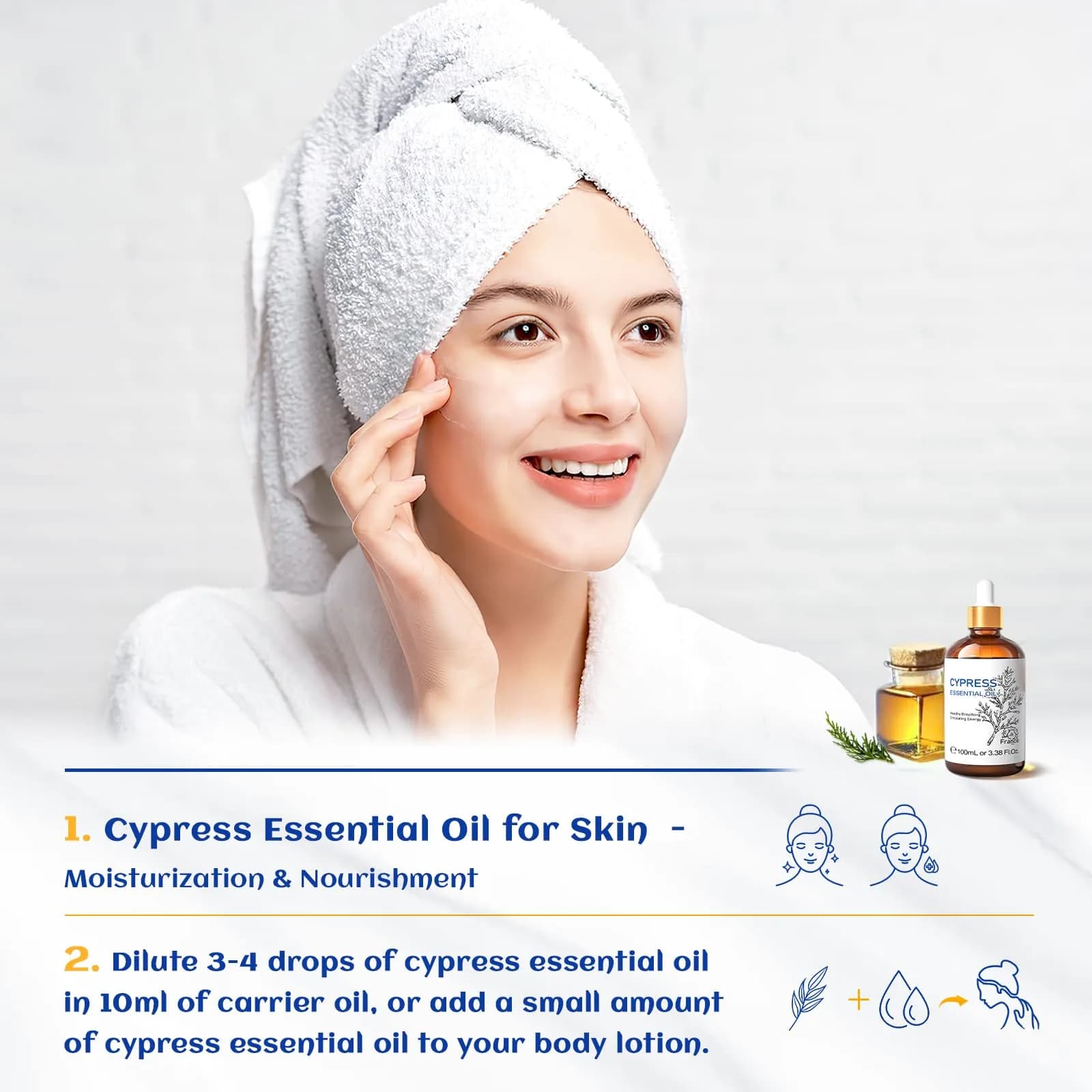 HIQILI Cypress Essential Oil (100ml / 3.38 Fl Oz) | Natural Woody Aroma for Diffusers & Skin Care - view 3
