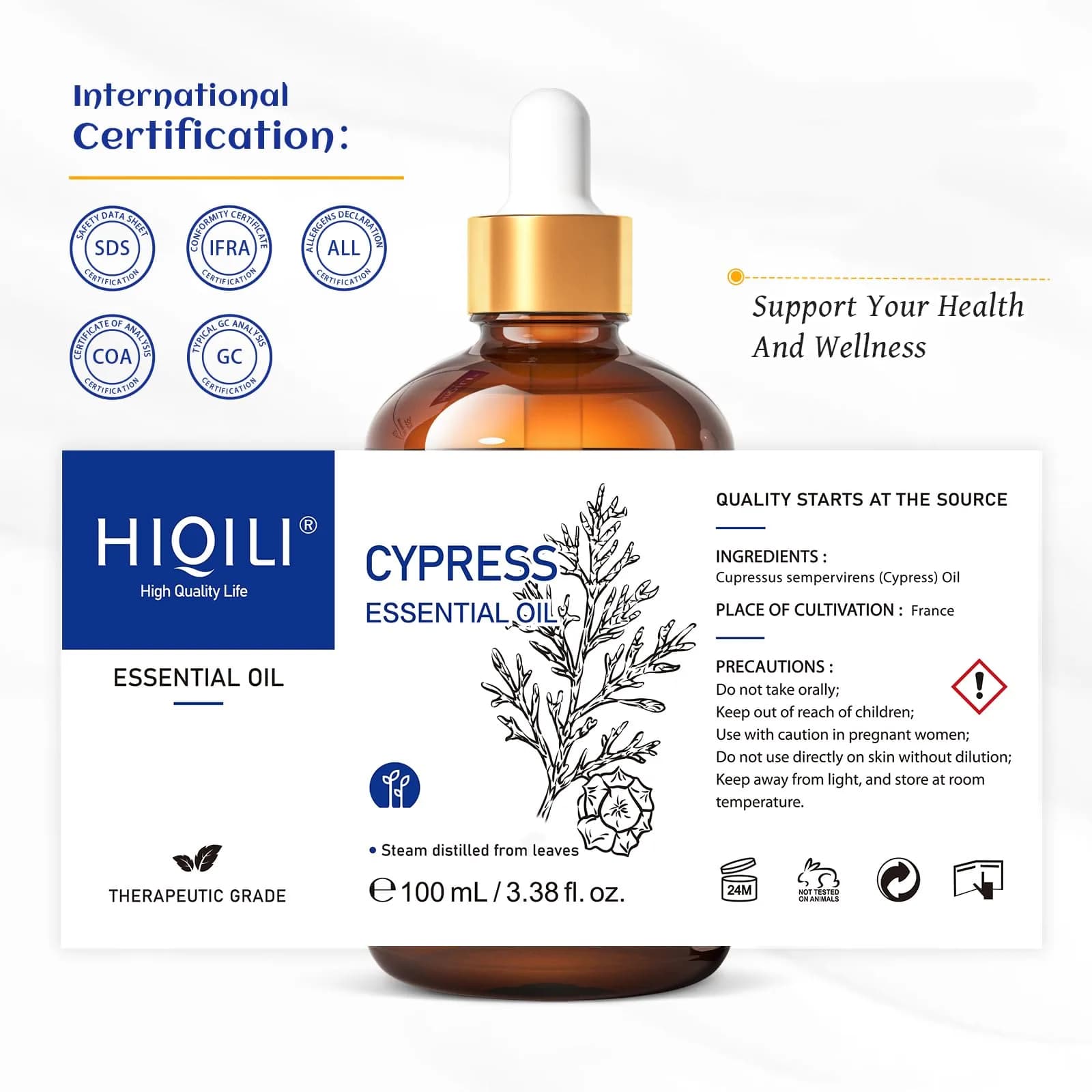 HIQILI Cypress Essential Oil (100ml / 3.38 Fl Oz) | Natural Woody Aroma for Diffusers & Skin Care - view 7