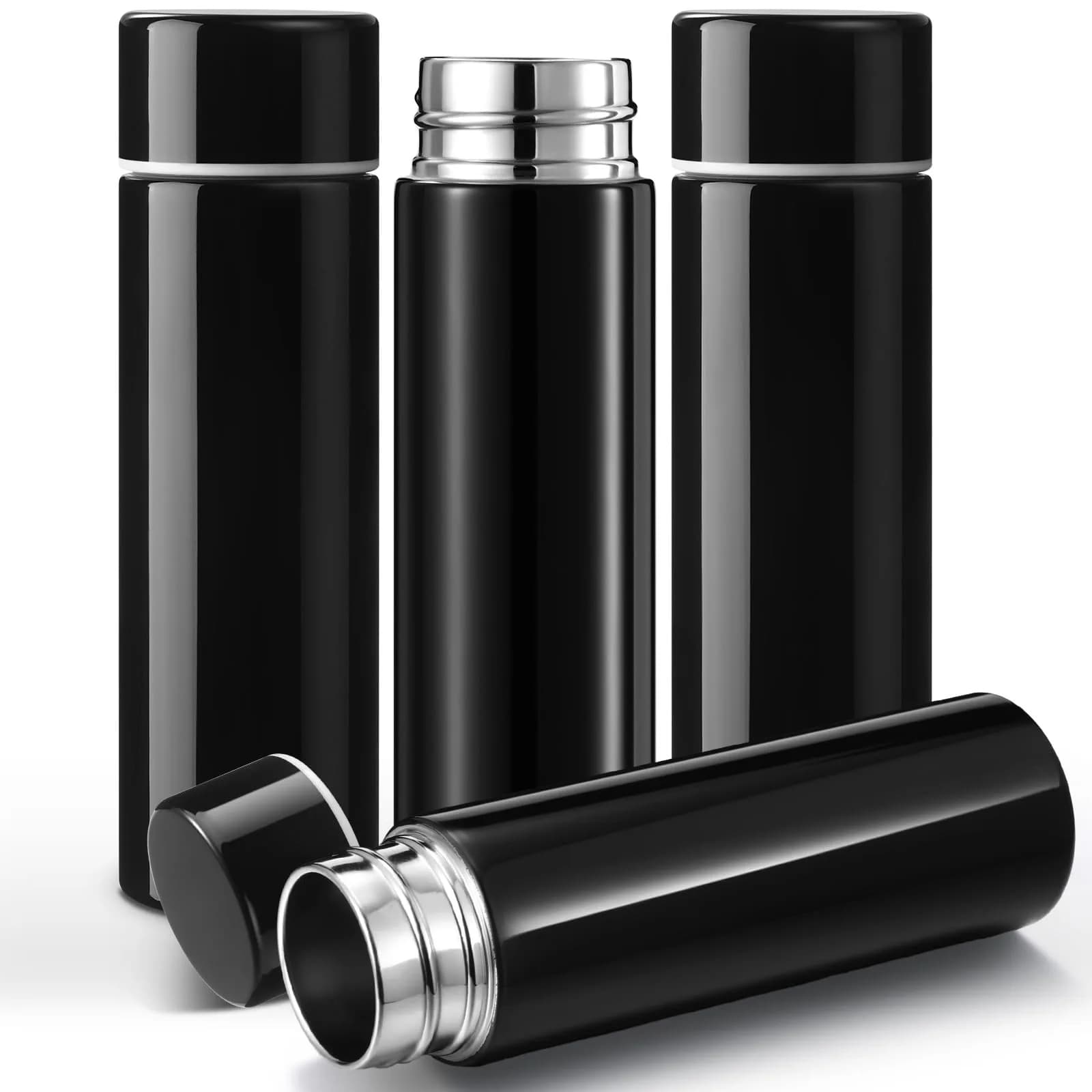 Vesici Mini Insulated Water Bottle 4.4oz | Leakproof Stainless Steel Travel Flask — Black 4