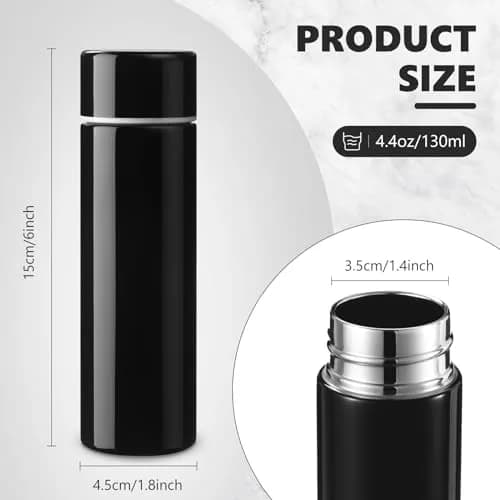 Vesici Black 4 Pack Mini Insulated Water Bottles 130ml (4.4oz) | Pocket-Sized Hydration thumbnail 2