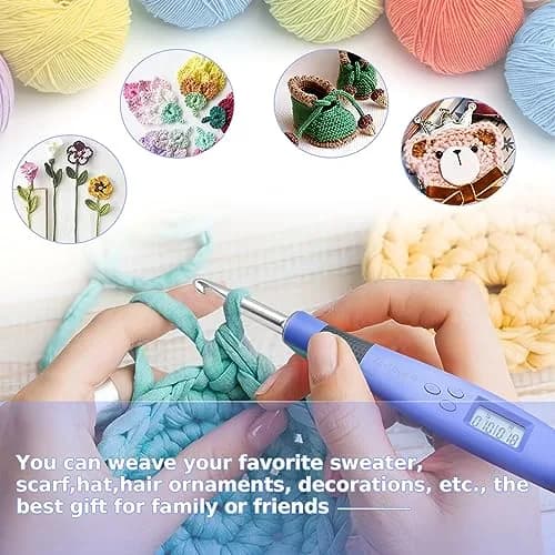 Zcvtbye Light Up Crochet Hooks Set, 18 Sizes with Digital Counters & LED Light | Ergonomic & Rechargeable thumbnail 2