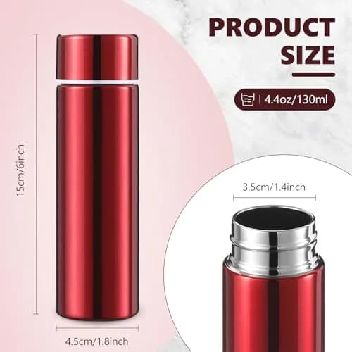 Vesici 4 Pack 4.4oz (130ml) Mini Insulated Water Bottles, Red | Pocket-Sized Hydration On-the-Go thumbnail 2
