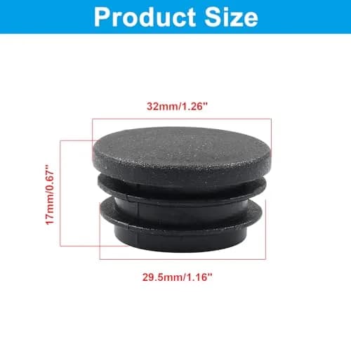 Bonsicoky 1-1/4 Inch (32mm) Black Round Plastic Hole Plugs | Furniture Floor Protector, 4 Pack thumbnail 2