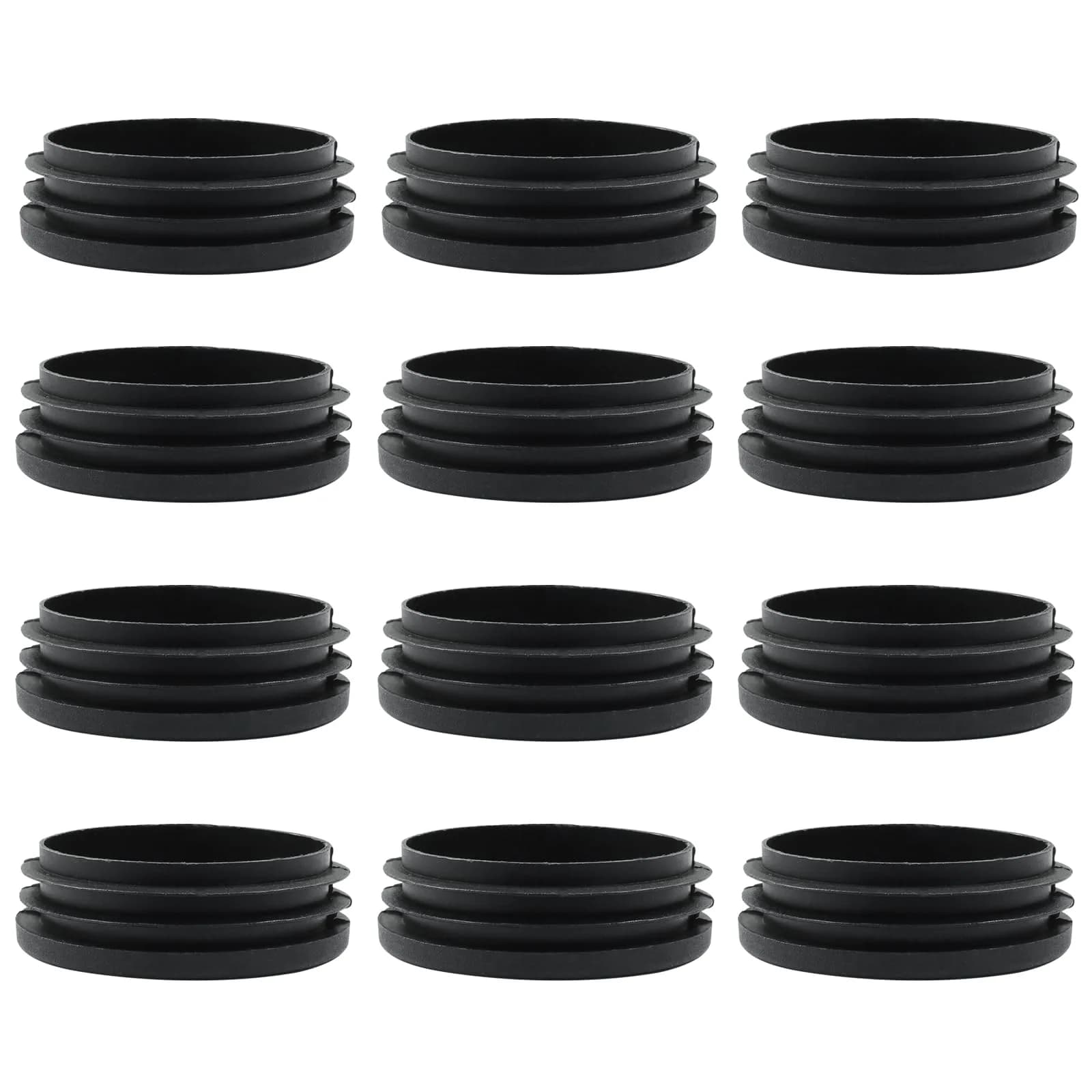 Bonsicoky 12 Pack 3 Inch (76mm) Round Plastic Hole Plugs for Furniture, Black | Impact-Resistant, Scratch-Free Floor Protection