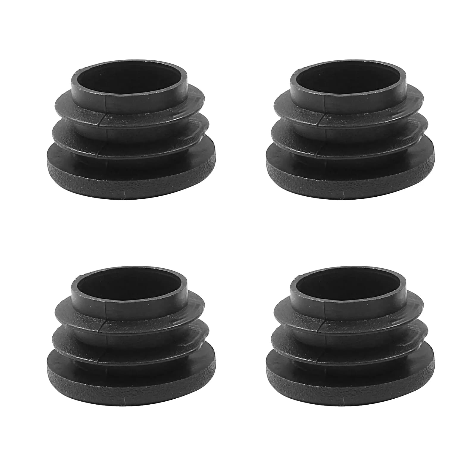 Bonsicoky 1 Inch (25mm) Black Round Plastic Hole Plugs, 4 Pack | Furniture Floor Protector with Impact-Resistant Material