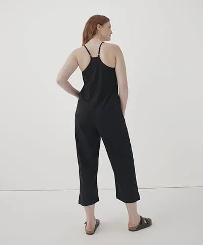 Pact Organic Cotton Women's Lounge Jumpsuit | Relaxed Fit, Breathable, US Import (95% Organic Cotton, Small, Black) thumbnail 2