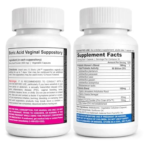 NutraBlast Boric Acid Suppositories Bundle with Women's Probiotics 60 Count | Supports Odor Control, Intimate Health Support, 100% Pure, Vegetable Capsules, Made in USA thumbnail 2