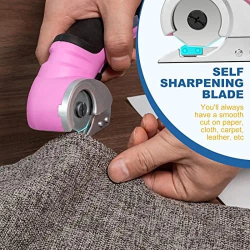VLOXO Cordless Electric Scissors Cutter with Replacement Blade & Type-C Cable, 0.38 kg (0.87 lbs) Pink | Cuts Cardboard, Leather, Fabric, Carpet thumbnail 6