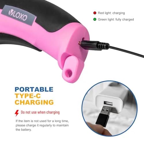 VLOXO Cordless Electric Scissors Cutter with Replacement Blade & Type-C Cable, 0.38 kg (0.87 lbs) Pink | Cuts Cardboard, Leather, Fabric, Carpet thumbnail 7