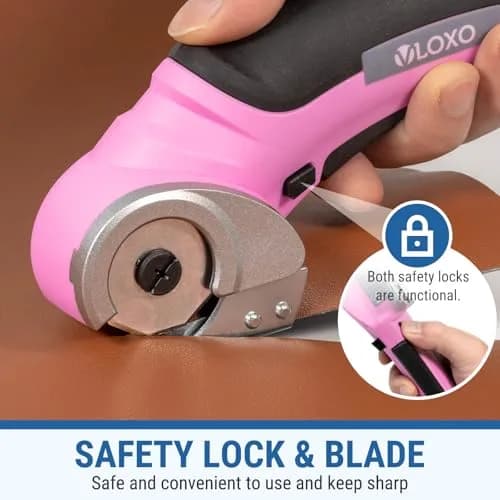 VLOXO Cordless Electric Scissors Cutter with Replacement Blade & Type-C Cable, 0.38 kg (0.87 lbs) Pink | Cuts Cardboard, Leather, Fabric, Carpet thumbnail 3