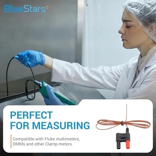 BlueStars 80BK-A Type K Thermocouple Bead Probe 1m (3.28ft) | Accurate to ±2.2°C for Fluke Multimeters thumbnail 5