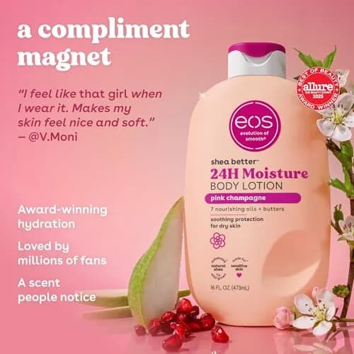 eos Shea Better Body Lotion Pink Champagne 473ml (16 Fl Oz) | 24-Hour Moisture for Soft Skin - view 3