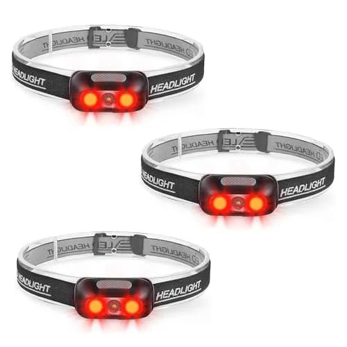 Geekhigh 3 Pack Rechargeable LED Headlamp 500 Lumens | 5 Light Modes, IP54 Waterproof, Red & White Light, Adjustable Strap (3 Pack) thumbnail 1