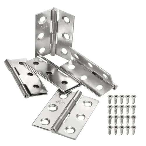 Adyoney 20Pcs 1.73 inch (44mm) 304 Stainless Steel Flat Hinges with 120 Screws | Cabinet Door Hinges for Furniture, Drawers, Gates thumbnail 1