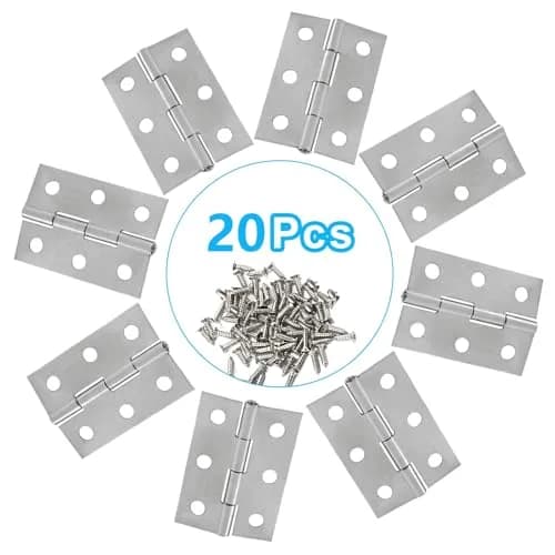 Adyoney 20Pcs 1.73 inch (44mm) 304 Stainless Steel Flat Hinges with 120 Screws | Cabinet Door Hinges for Furniture, Drawers, Gates thumbnail 3