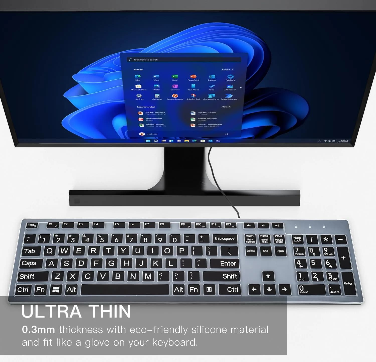 CaseBuy Black Silicone Keyboard Cover with Large Letters for Dell KB216/KM636 US Layout | 0.3mm Thin - view 4