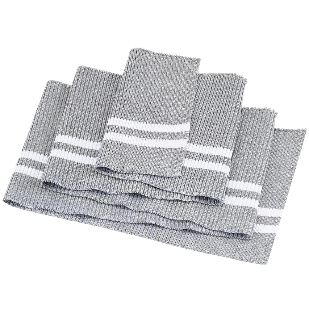 BENECREAT Striped Elastic Fiber Ribbing Fabric 95cm x 14.5cm (37.4" x 5.7") | Two-Way Stretch for Cuffs & Waistbands — Light Grey