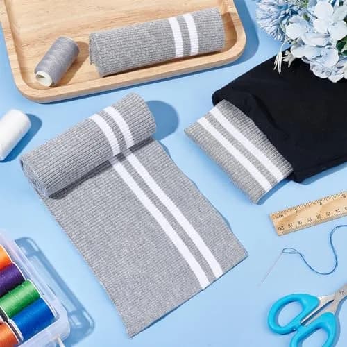 BENECREAT Striped Elastic Fiber Ribbing Fabric 95cm x 14.5cm (37.4" x 5.7") | Two-Way Stretch for Cuffs & Waistbands thumbnail 5