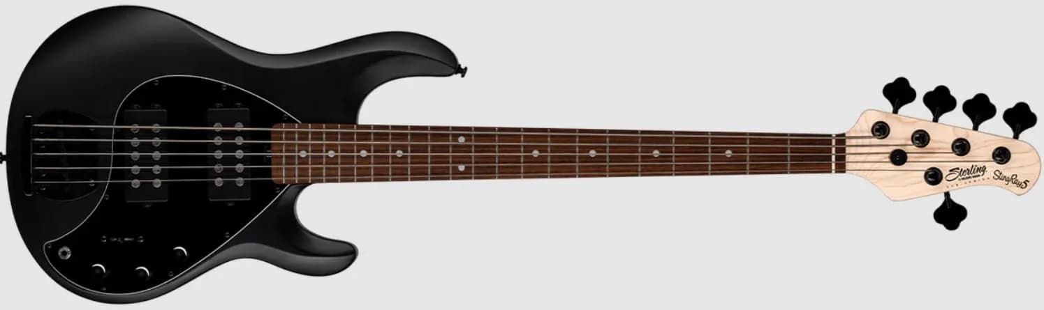 Sterling by Music Man RAY5HH Bass Guitar Stealth Black | HH Tone, 5-String, Full Size