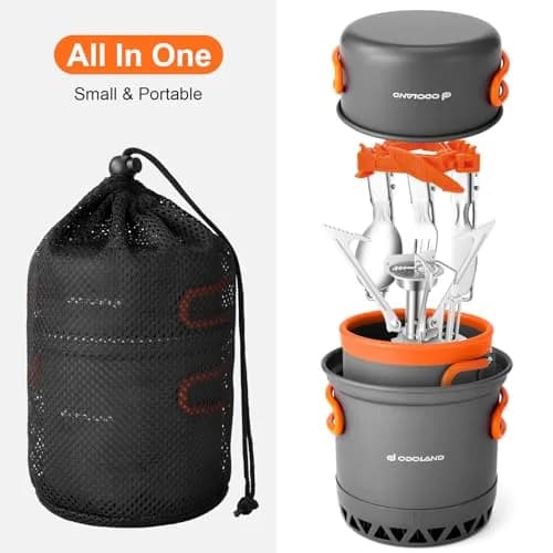 Odoland Camping Mess Kit with Stove & Pots | Lightweight Backpacking Cookware (70-120 chars) thumbnail 7