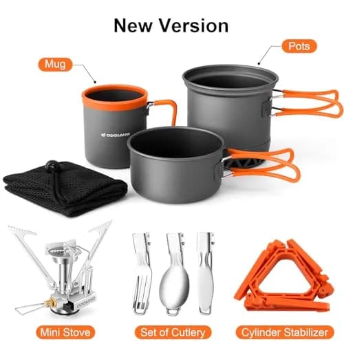 Odoland Camping Mess Kit with Stove & Pots | Lightweight Backpacking Cookware (70-120 chars) thumbnail 3