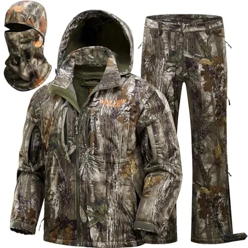 NEW VIEW Camo Hunting Clothes for Men, Quiet Warm Fleece Lining, Cold Weather Deer Hunting Jacket and Pants with Face Mask | Water-Resistant, Winter Ready thumbnail 1