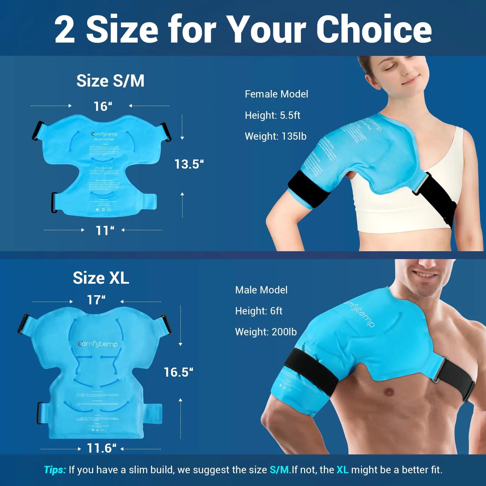 Comfytemp Light Blue Shoulder Ice Pack Wrap for Rotator Cuff Therapy (Small/Medium) - view 2