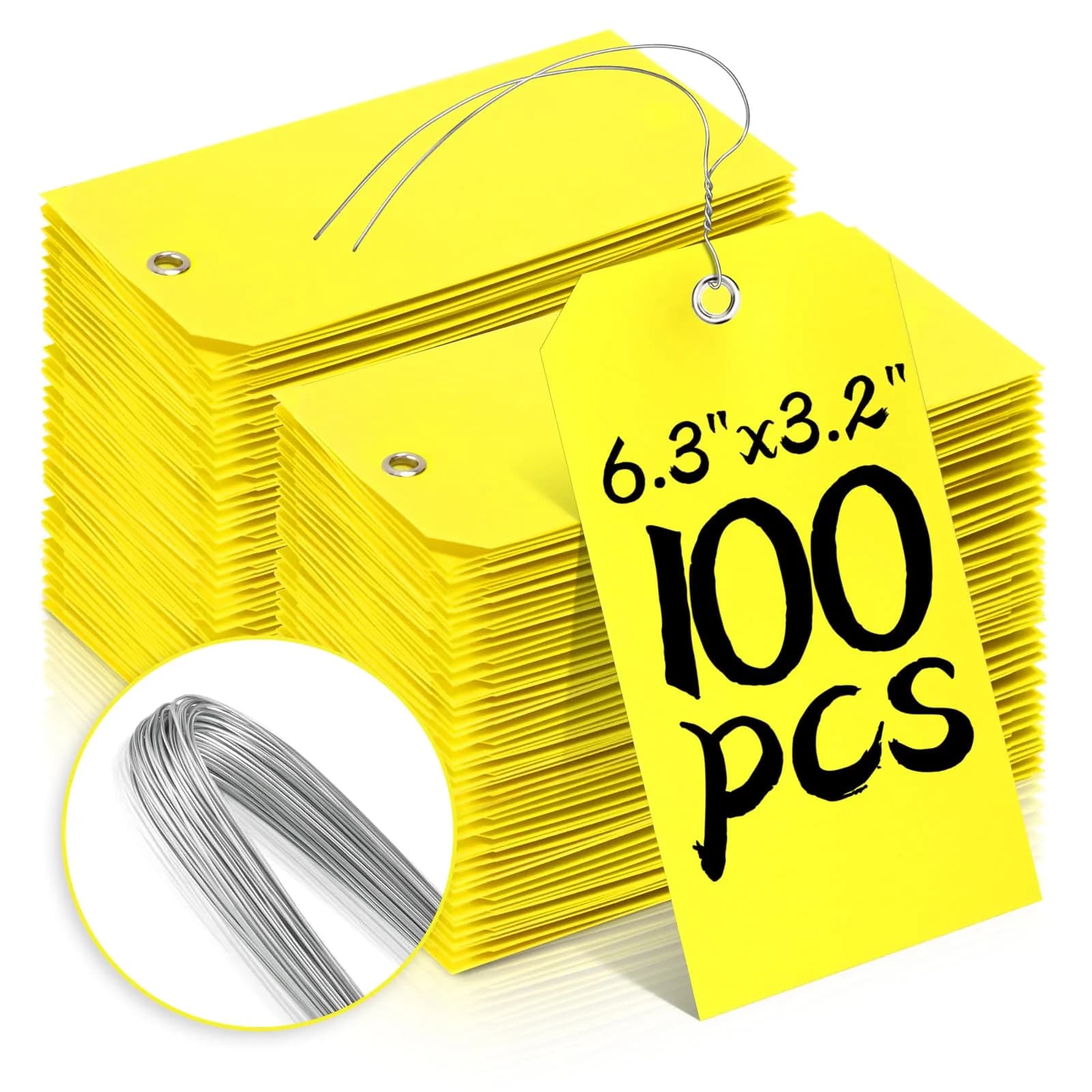 XUWAIDSGN 100Pcs Yellow Plastic Shipping Tags 4 3/4" x 2 3/8" Writable Waterproof Durable — Yellow / 6 1/4" x 3 1/8"