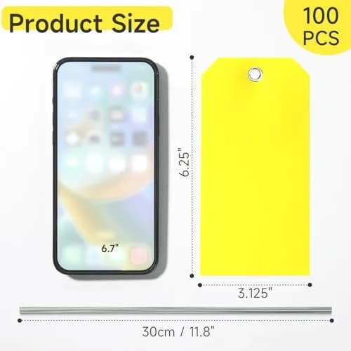 XUWAIDSGN Waterproof Writable Plastic Labels 100 Pcs | Heavy Duty Outdoor Tags with Wire Tie (6 1/4" x 3 1/8") thumbnail 2