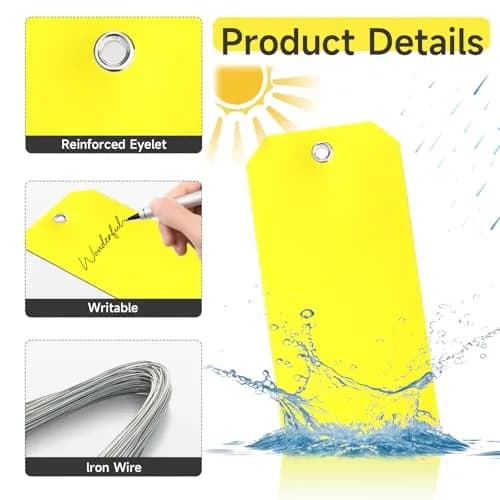 XUWAIDSGN Waterproof Writable Plastic Labels 100 Pcs | Heavy Duty Outdoor Tags with Wire Tie (6 1/4" x 3 1/8") thumbnail 3