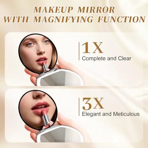 Kakuje Black Compact Mirror with Light, 1X/3X Magnification LED Pocket Mirror 7.9cm (3.1"L x 3.1"W) thumbnail 4