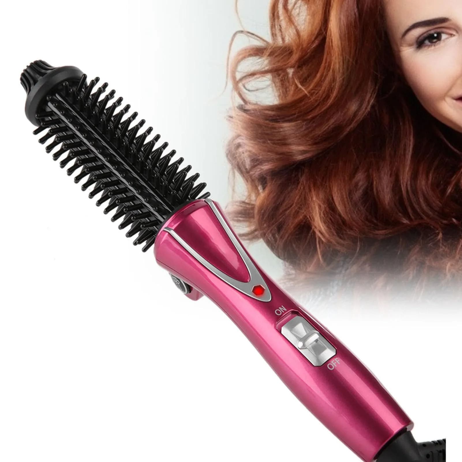 Yinhing Hair Curler Comb 10.4 in | Anti-Scald Foldable Styling Tool — Wine Red