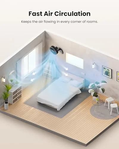 Koonie 8'' Wall Mount Fan Black | 20 cm Fan with Timer & Remote, 3 Speeds, Quiet Operation thumbnail 4