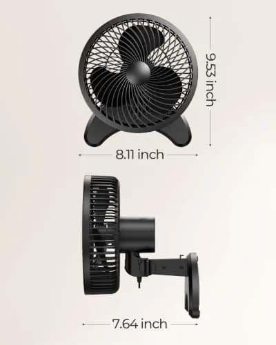 Koonie 8'' Wall Mount Fan Black | 20 cm Fan with Timer & Remote, 3 Speeds, Quiet Operation thumbnail 7