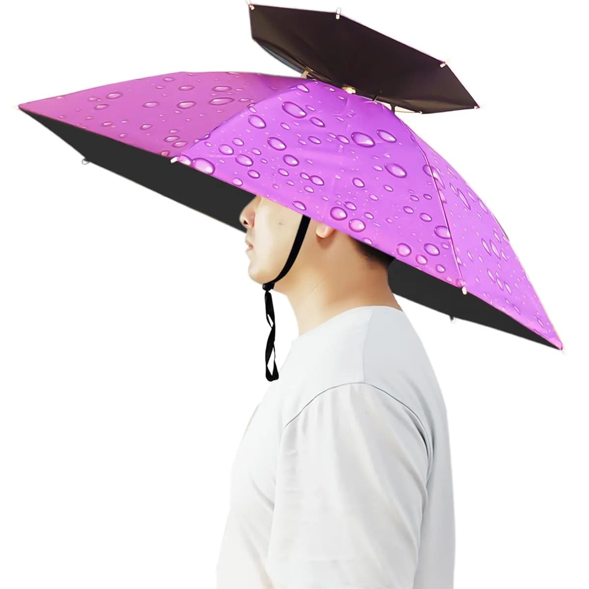 Bocampty Purple Umbrella Hat, 37 inch Diameter, Hands-Free UV Protection for Fishing & Outdoors - main product image