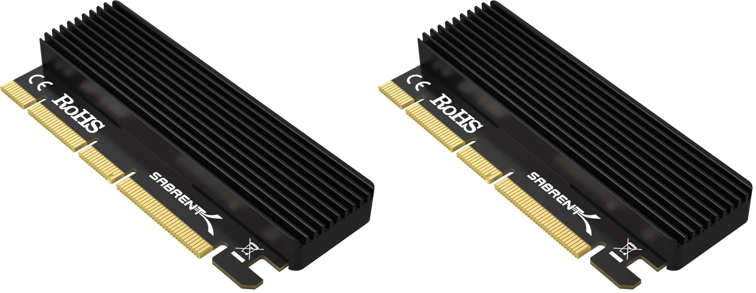 SABRENT NVMe M.2 SSD to PCIe Adapter Card 2-Pack with Heatsink | PCIe X16/X8/X4 Slot Compatible - main product image