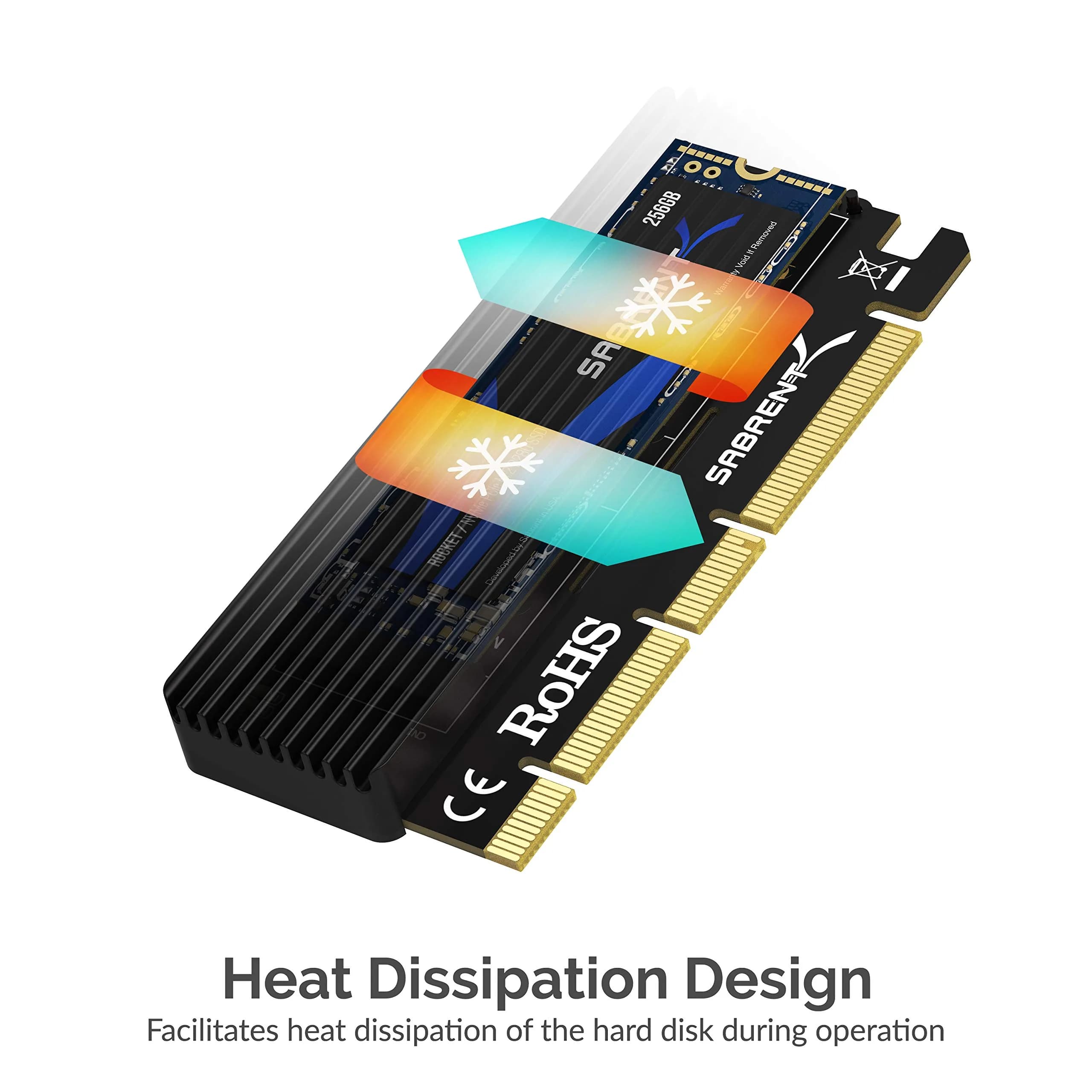 SABRENT NVMe M.2 SSD to PCIe Adapter Card 2-Pack with Heatsink | PCIe X16/X8/X4 Slot Compatible - view 5