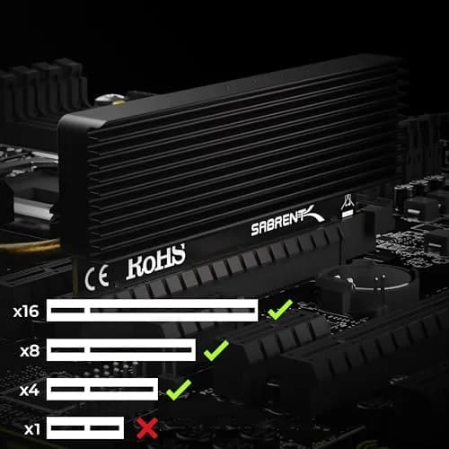 SABRENT NVMe M.2 SSD to PCIe Adapter Card 2-Pack with Heatsink | PCIe X16/X8/X4 Slot Compatible thumbnail 6