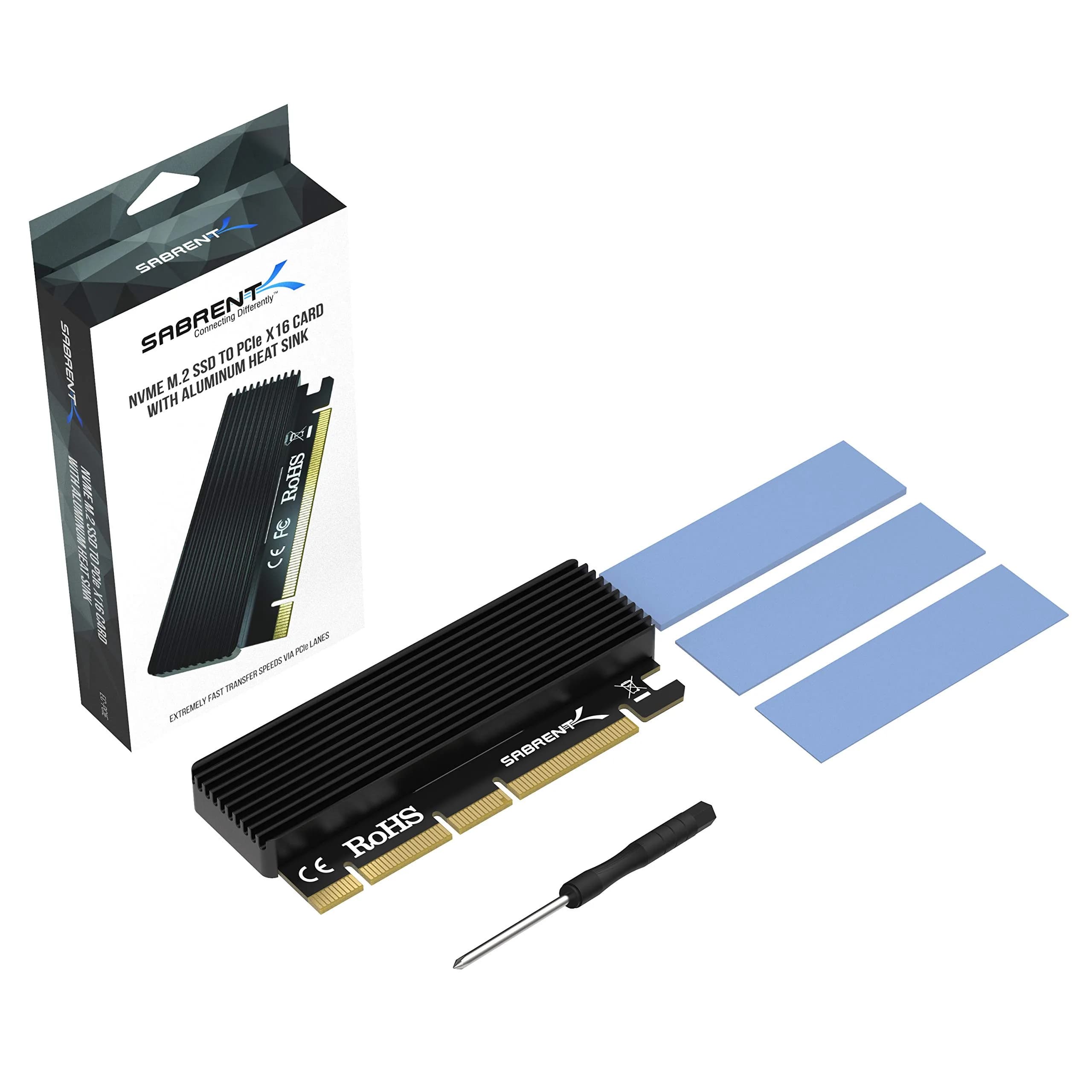 SABRENT NVMe M.2 SSD to PCIe Adapter Card 2-Pack with Heatsink | PCIe X16/X8/X4 Slot Compatible - view 7