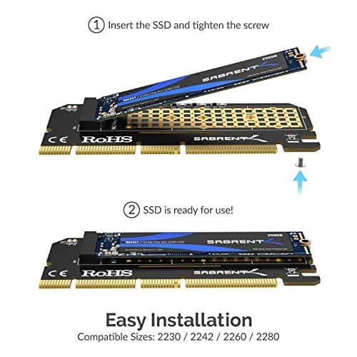 SABRENT NVMe M.2 SSD to PCIe Adapter Card 2-Pack with Heatsink | PCIe X16/X8/X4 Slot Compatible thumbnail 2
