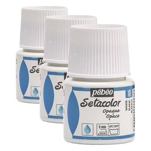 Pebeo Setacolor Opaque Fabric Paint, Titanium White, 135ml (4.56 Fl Oz) Pack of 3 | Vivid & Intense Colors for All Fabrics thumbnail 1