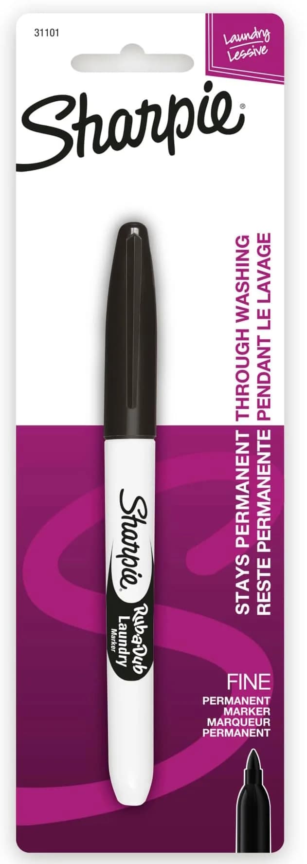 Sharpie Rub-A-Dub Permanent Laundry Marker Fine Black, 1 Count | Marks Permanently on Cloth — שחור