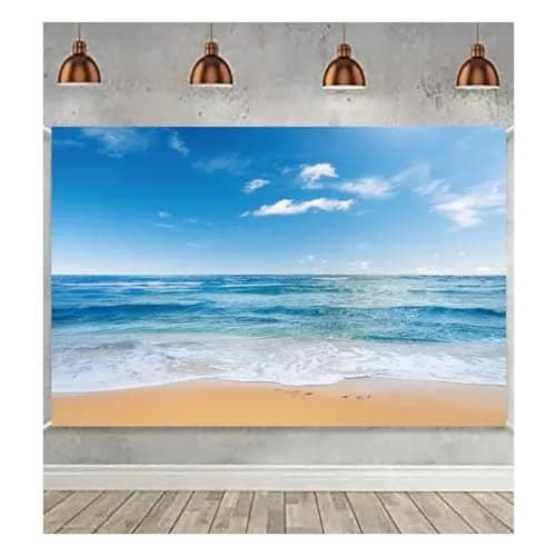Yongqian 8x6ft Seaside Beach Photography Backdrop Blue Sky Summer Hawaii Ocean Beach | Wedding & Party Decoration thumbnail 4