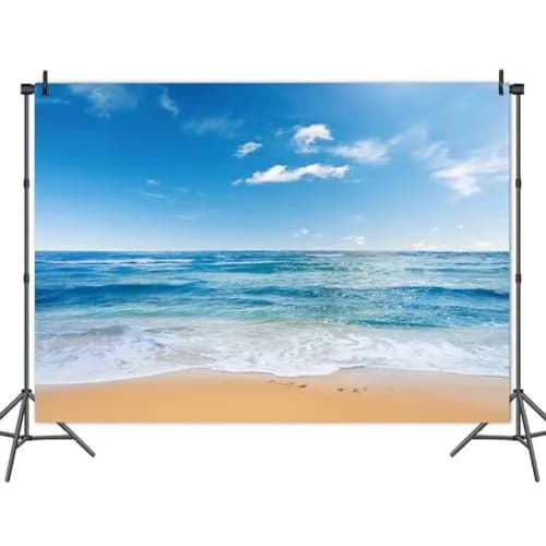Yongqian 8x6ft Seaside Beach Photography Backdrop Blue Sky Summer Hawaii Ocean Beach | Wedding & Party Decoration thumbnail 5