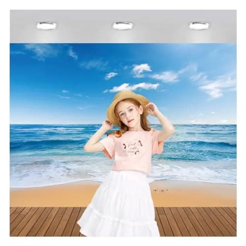 Yongqian 8x6ft Seaside Beach Photography Backdrop Blue Sky Summer Hawaii Ocean Beach | Wedding & Party Decoration thumbnail 2